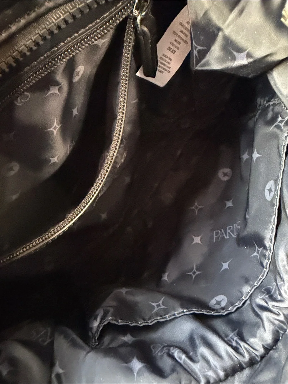 Paris Hilton Black Faux Forever Fur Baguette Bag with Silver Script